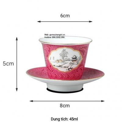 BỘ ẤM CHÉN CẢNH TUYẾT HỒNG